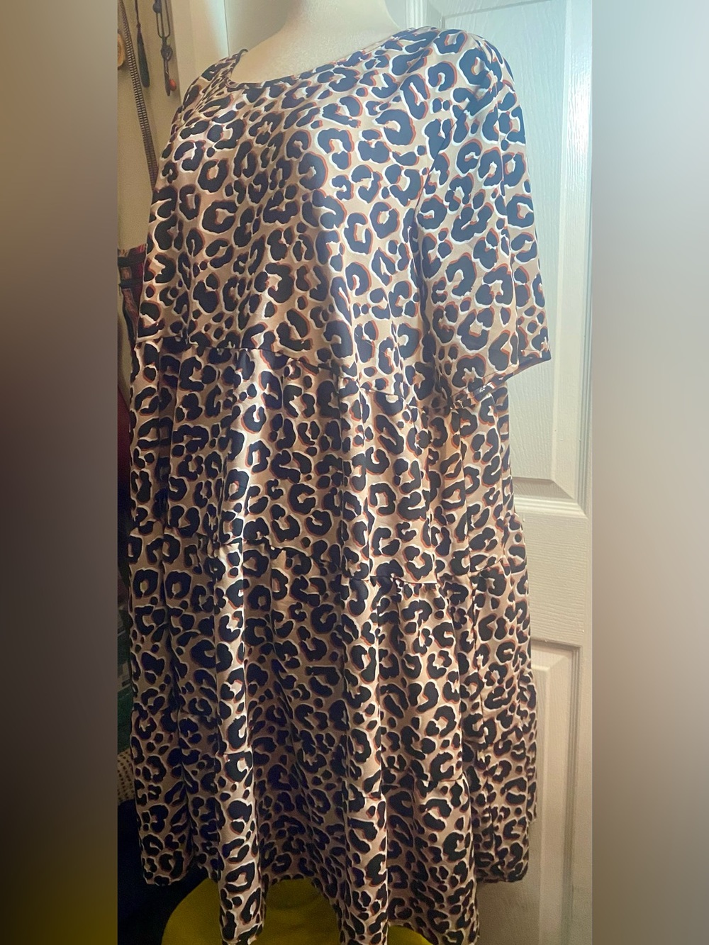 Terra & Sky Leopard Print Tiered Dress - Brown/Black
